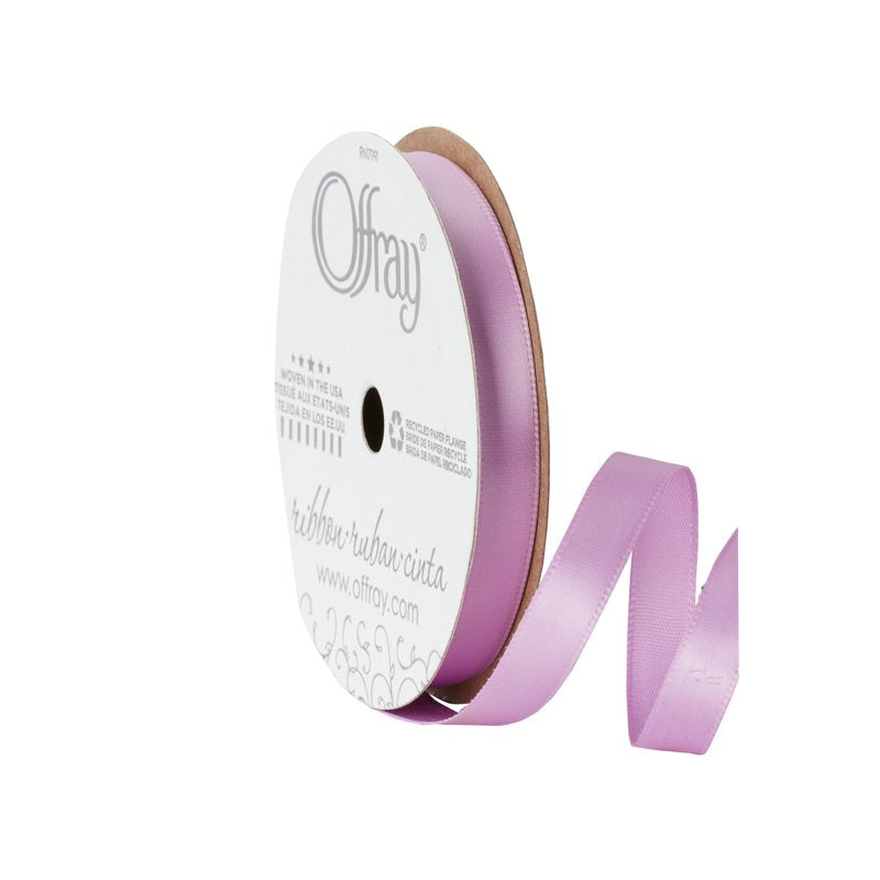 Light Orchid Purple Satin Ribbon 3/8"X18' Single Face Offray - Pack of 3