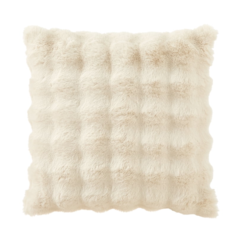 2-Pack Bubble Fur Decorative Throw Pillow 22x22 Papyrus Beige - Soft Cozy Accent