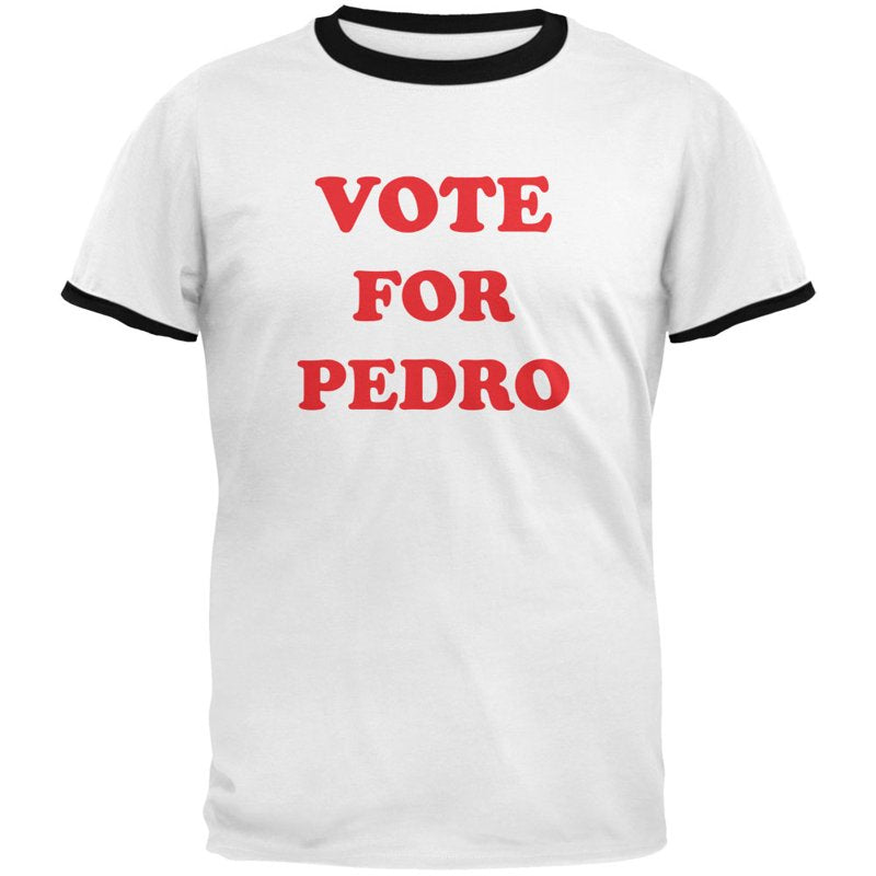 Men's Vote For Pedro T-Shirt M White Black Retro Funny Tee
