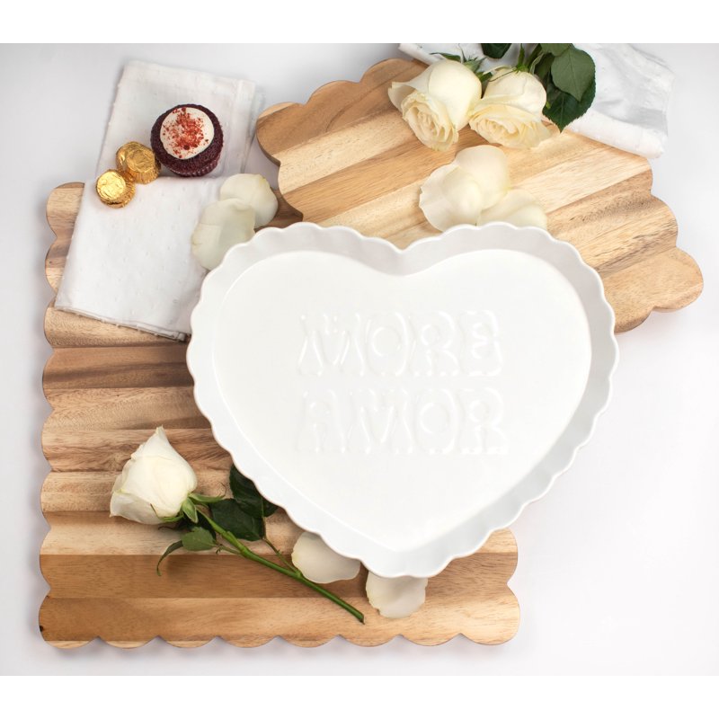 Heart-Shaped White Ceramic Serving Tray - 1 Pack