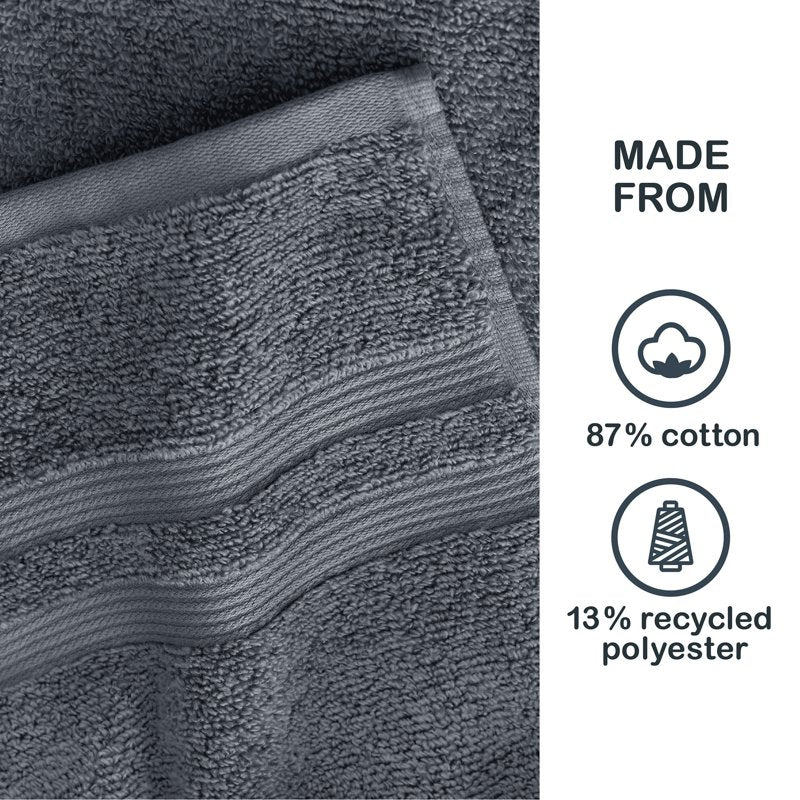 Mainstays Performance 6-Piece Bath Towel Set - Quick Dry, Grey