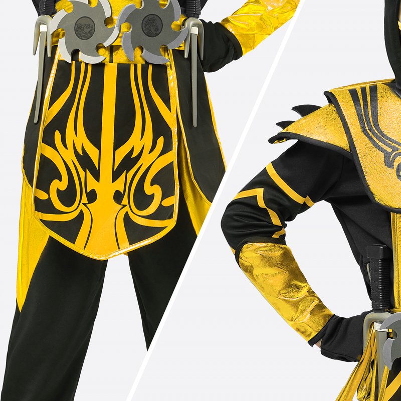 Kids Golden Ninja Costume Set for Boys Halloween Dress Up - Age 10-12 Years (Variation: Golden2, L 10-12yrs)