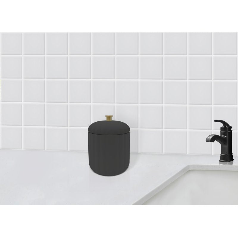 Beautiful Bathroom Canister Gray - Compact Ceramic Storage Jar with Lid