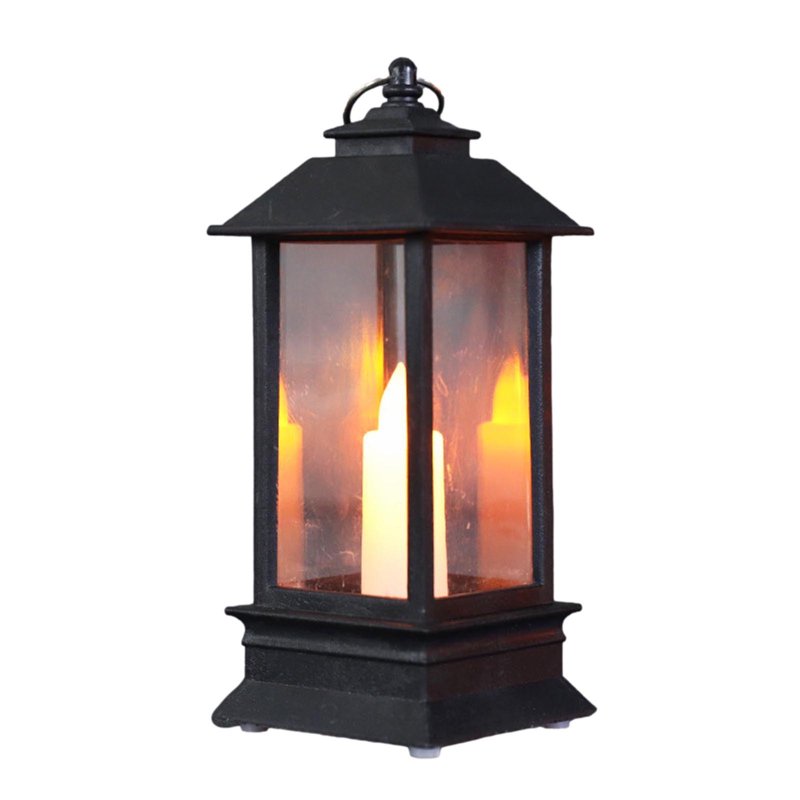 Black Indoor & Outdoor Lantern with Waterproof Candle - Decorative Hanging Lantern for Porch & Patio - Todaioua