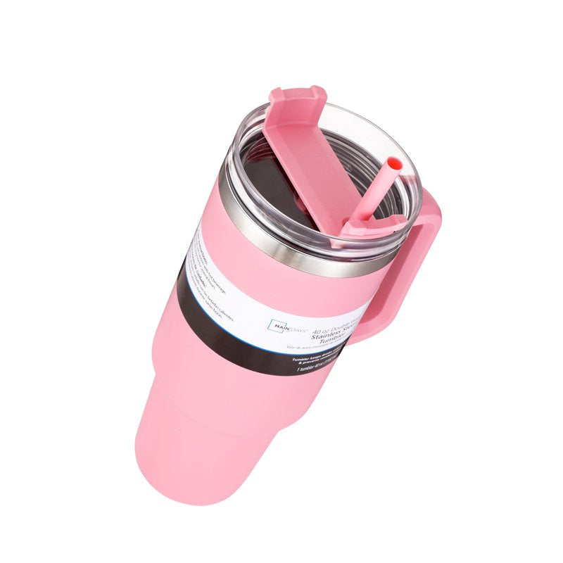 40 oz Pink Stainless Steel Double-Wall Insulated Tumbler