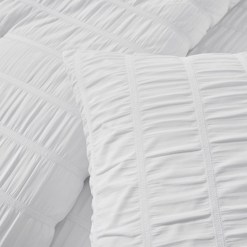 King White Seersucker Comforter Bedding Set - My Texas House Stria 3-Piece