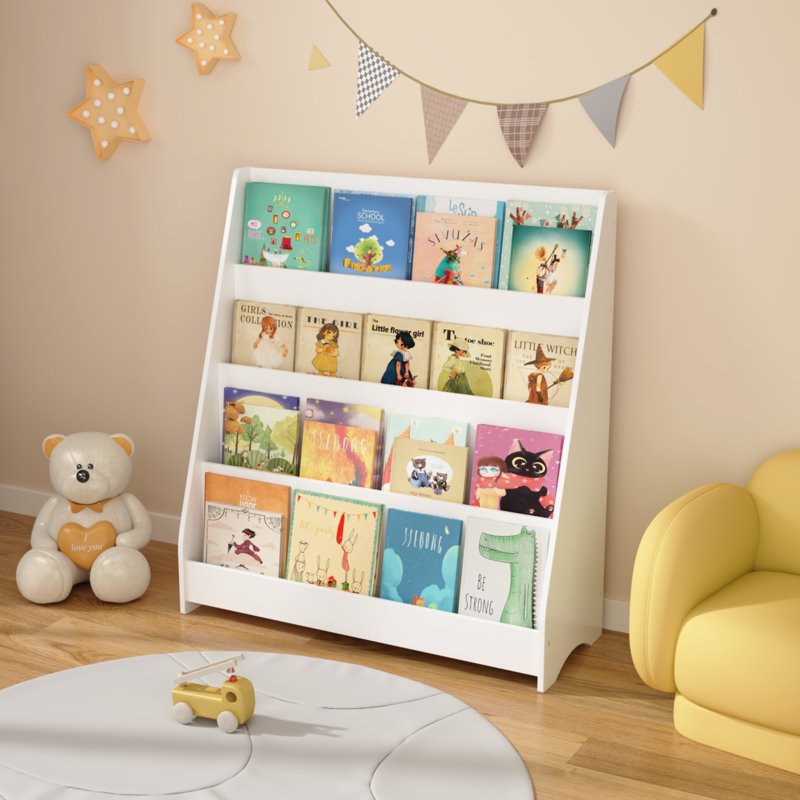 4-Tier Kids Bookshelf & Toy Organizer - Space-Saving Storage