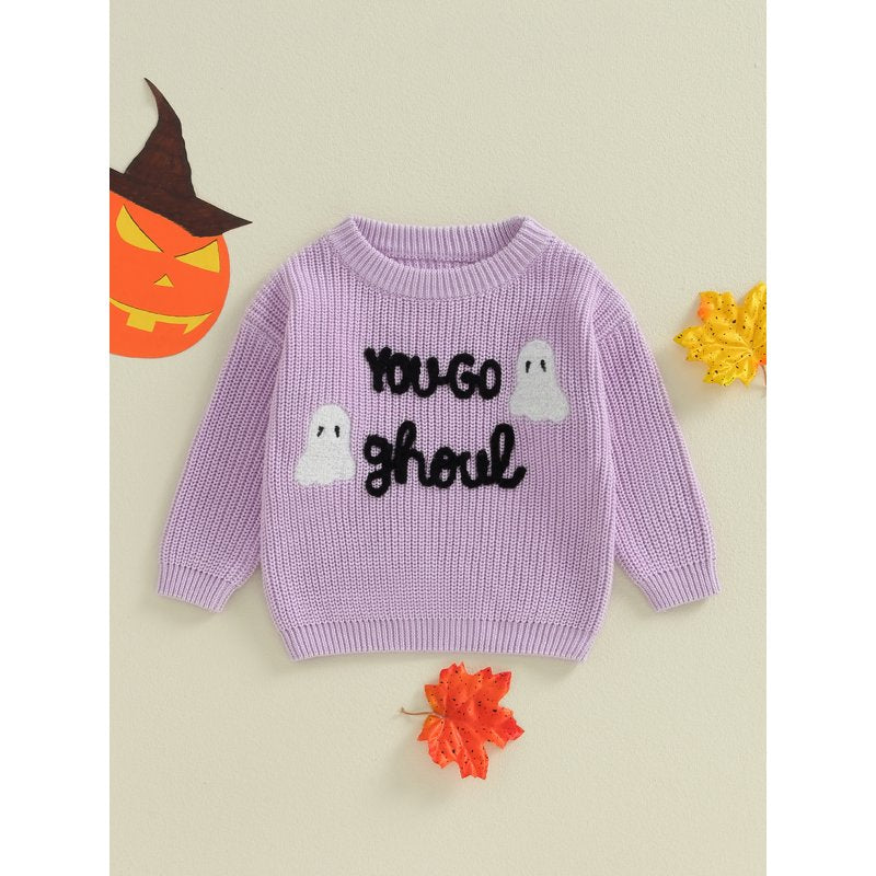 Baby Girl Sweater Halloween Ghost Letters Embroidery 12-24 Months Loicainy Style 10