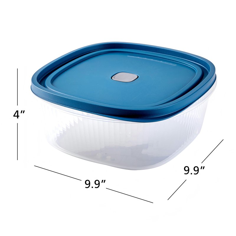 Large Square Food Storage Container Set - 14 Cups, 2 Containers & Lids