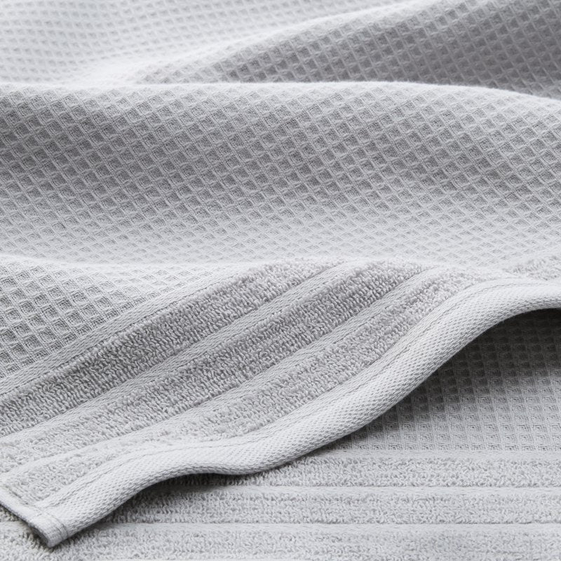 Gray 4-Piece Waffle Woven Terry Stripe Hand Towel Set - 20x30" Cotton