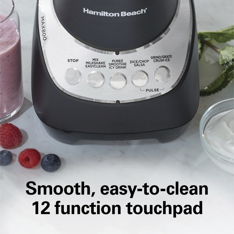 Wave Action Smoothie Blender - 48 oz Glass Jar, 800W, Black