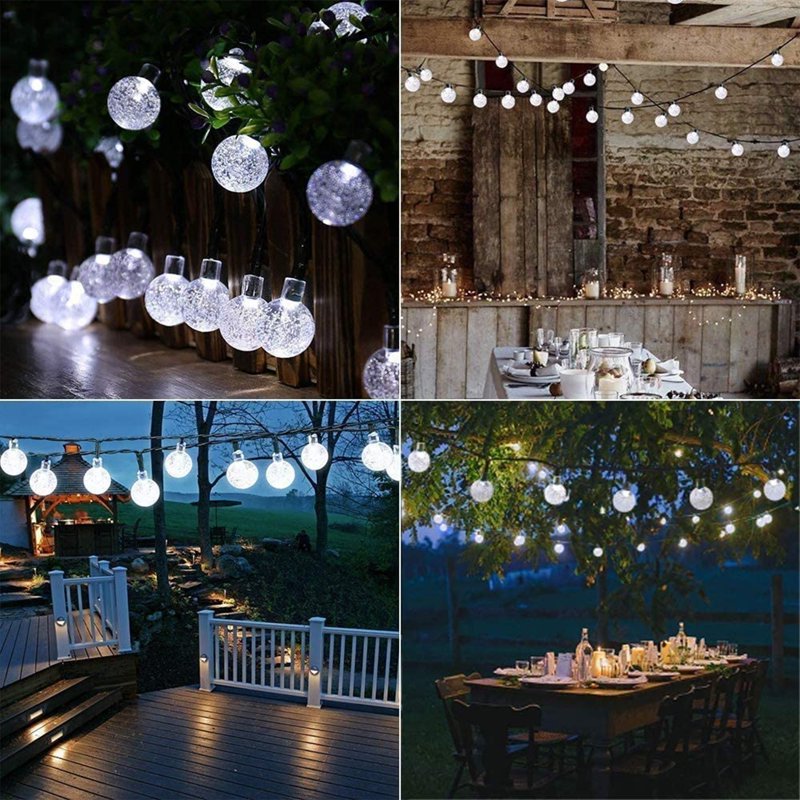 Outdoor Solar String Lights 35.6ft White Globe LED Waterproof with 8 Modes