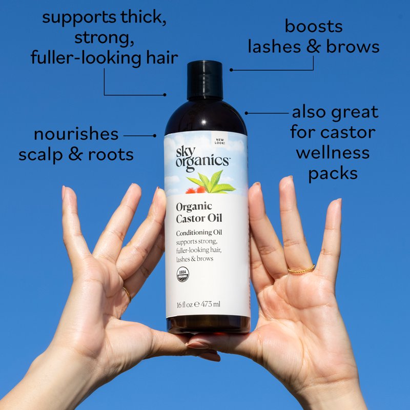 Organic Castor Oil - Nourishes Hair, Lashes & Skin, 16 fl oz