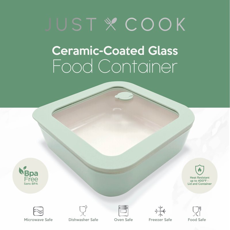 Ceramic Glass Food Storage Container - 2.5-Cup Square - 2 Pack