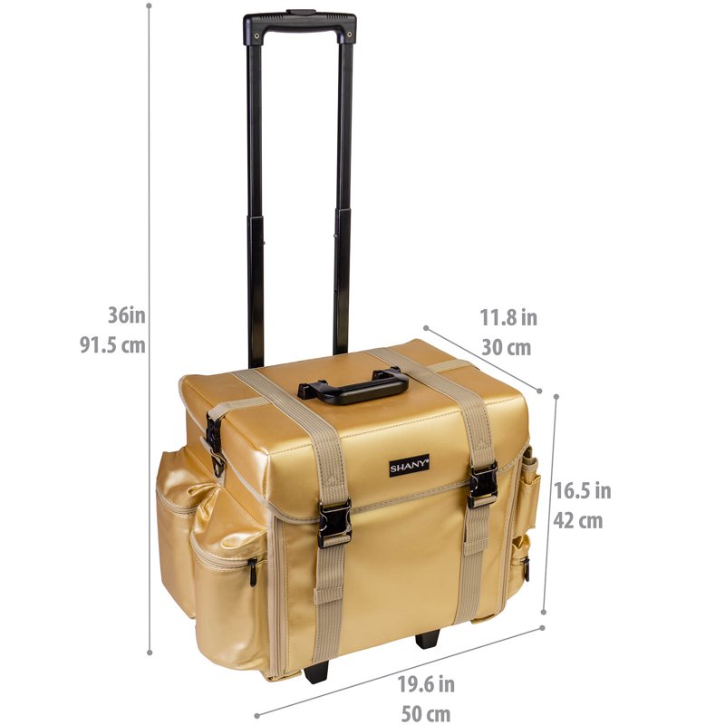 Rolling Makeup Trolley Case with Detachable Top and Organizer Bags