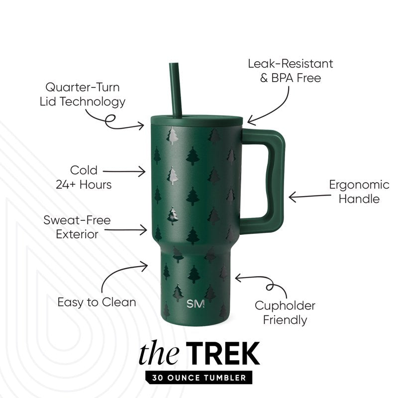 Insulated Stainless Steel Trek Tumbler 30 oz with Straw Lid - Winter Forest