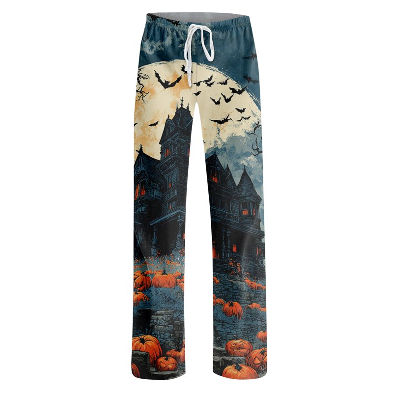 Gray Ultra-Soft Halloween Pajama Pants Women Loungewear Drawstring Trousers M