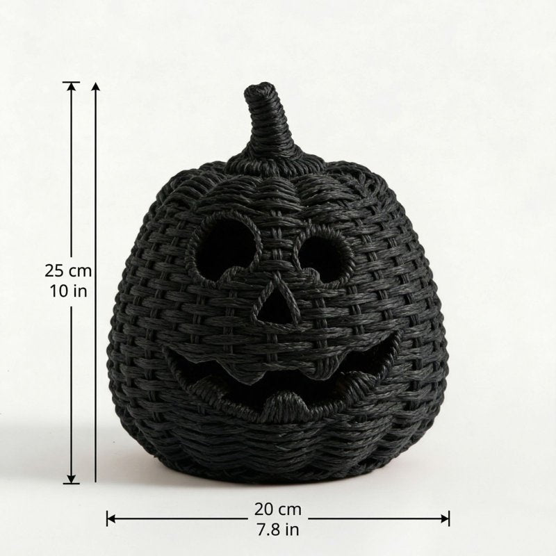 Halloween Woven Pumpkin Jack-O'-Lantern Decor - 10-Inch B - Black Fall Indoor Ornament