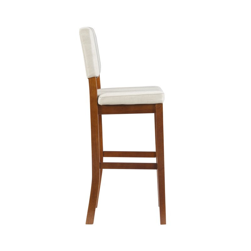 30.5" Cream Faux Leather & Wood Bar Stool - Walnut Legs