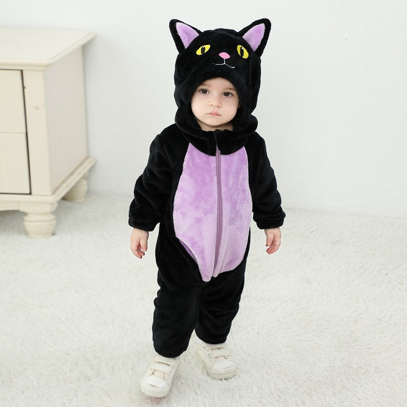 Toddler Cat Costume Jumpsuit for Kids Halloween & Fall Dress Up - Purple, 4-5 Years