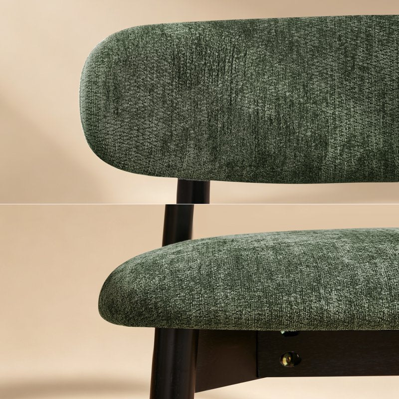 Chenille Upholstered Dining Chairs Set of 2 - Green