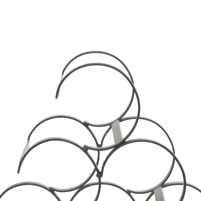 Black Metal 6-Bottle Wine Rack with Curved Holders - 12" x 10"