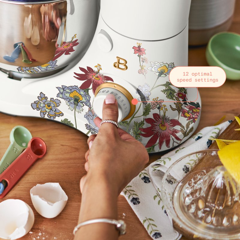 3.5 Qt Stand Mixer with Flat Beater, Dough Hook, Whisk - Wildflower White Icing