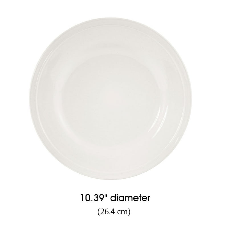 12-Piece Stoneware Dinnerware Set - White Round, Vanilla Dream, Ribbed