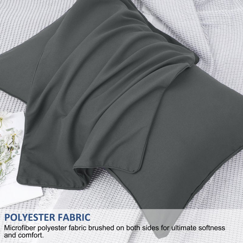 Queen Brushed Microfiber Pillowcases Dark Gray 2-Pack Zipper Closure