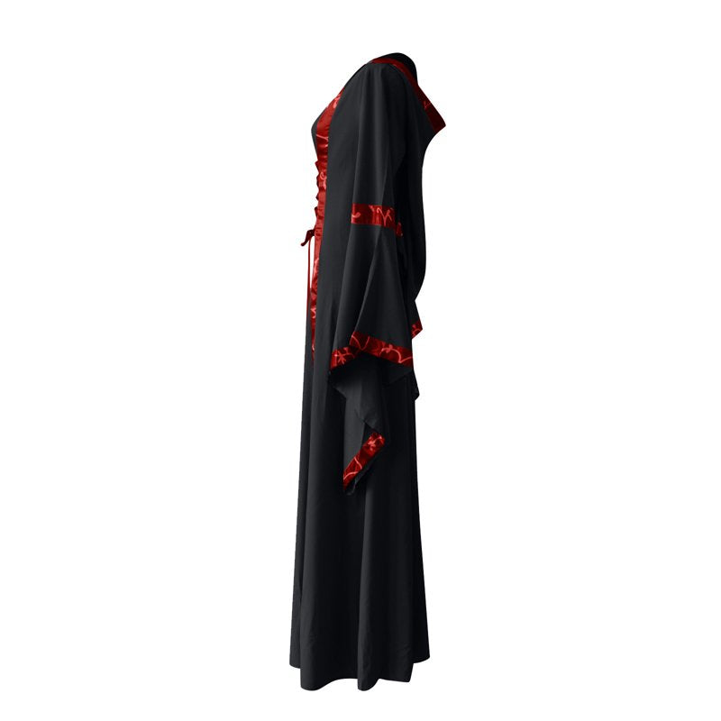 Black Renaissance Princess Dress for Women Medieval Costume Gown - L