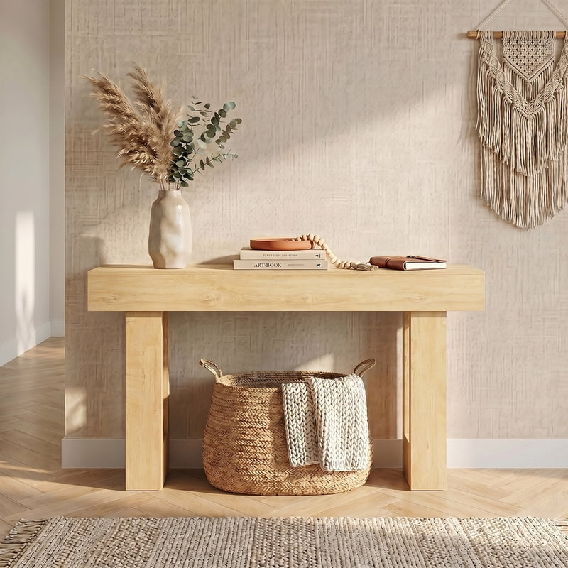 63-Inch Rustic Console Table - Multi-Purpose Storage for Entryway & Living Room