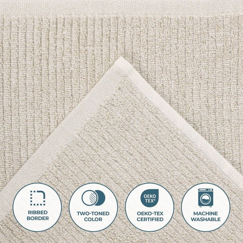 Beige Cotton Blend Towel Set - 6 Piece Medium Weight Soft Bath Towels - Superior Destin