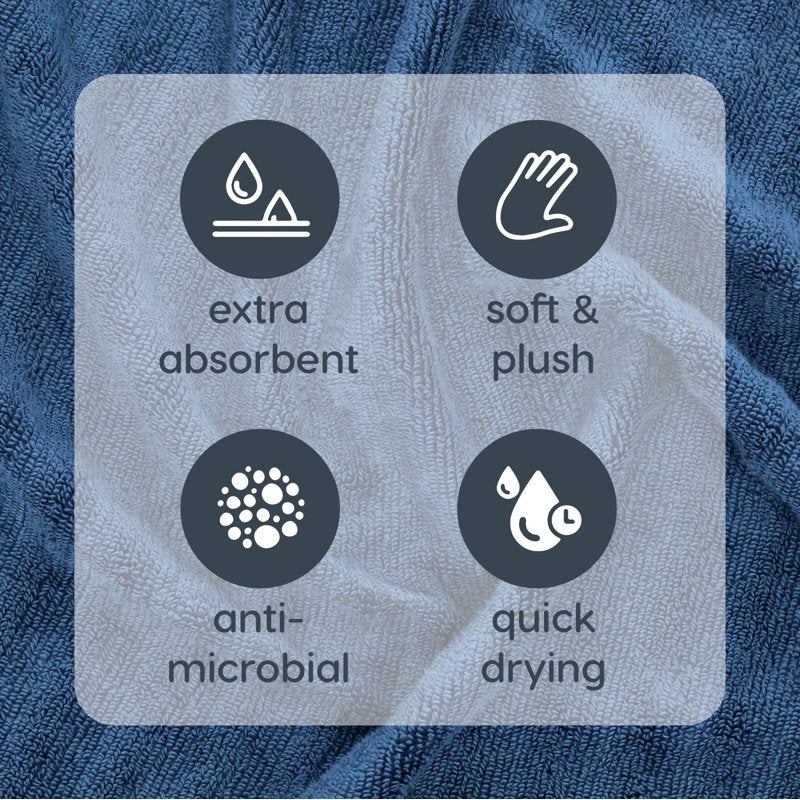 Navy Textured Bath Sheet 62x30 in Quick-Dry Cotton-Polyester Blend - Mainstays