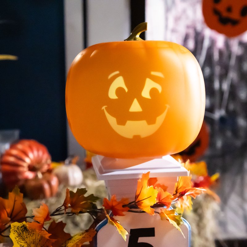 Talking Animated Pumpkin with LED Light Projector and Speaker - 8 Inch