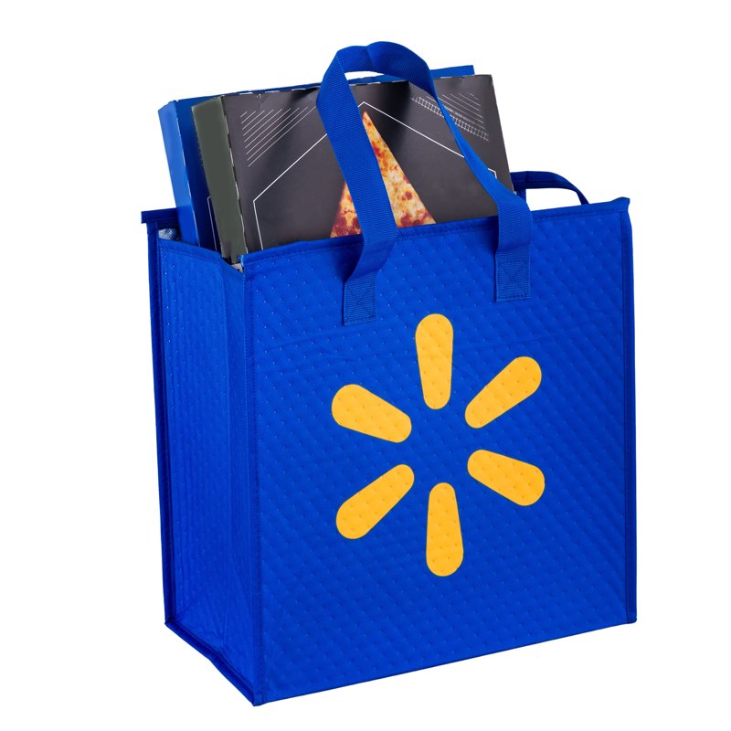 Insulated Reusable Shopping Bag with Zipper - Blue, 24 L