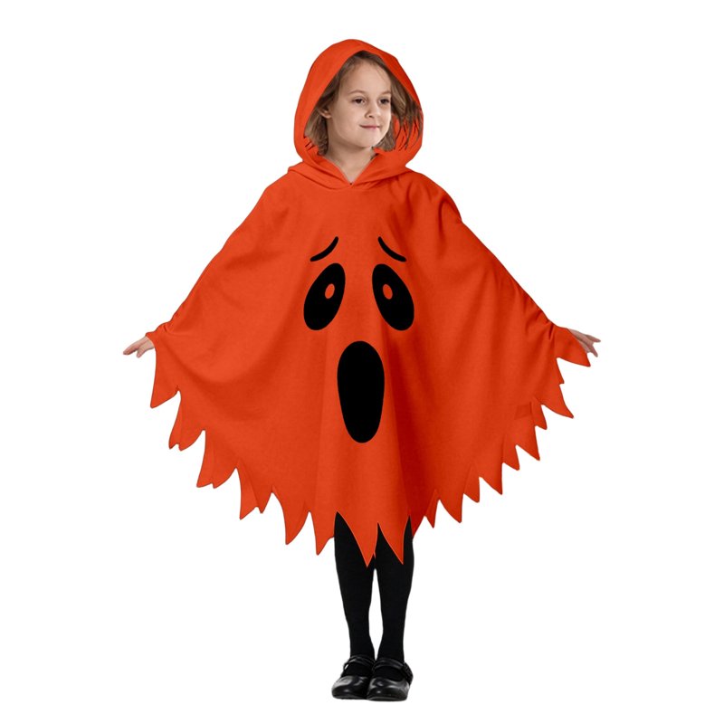 Kids Halloween Costume Ghostface Hooded Cape Dress Up Clothes - Orange, 4-6 Years (Fancy-Dress Costumes)
