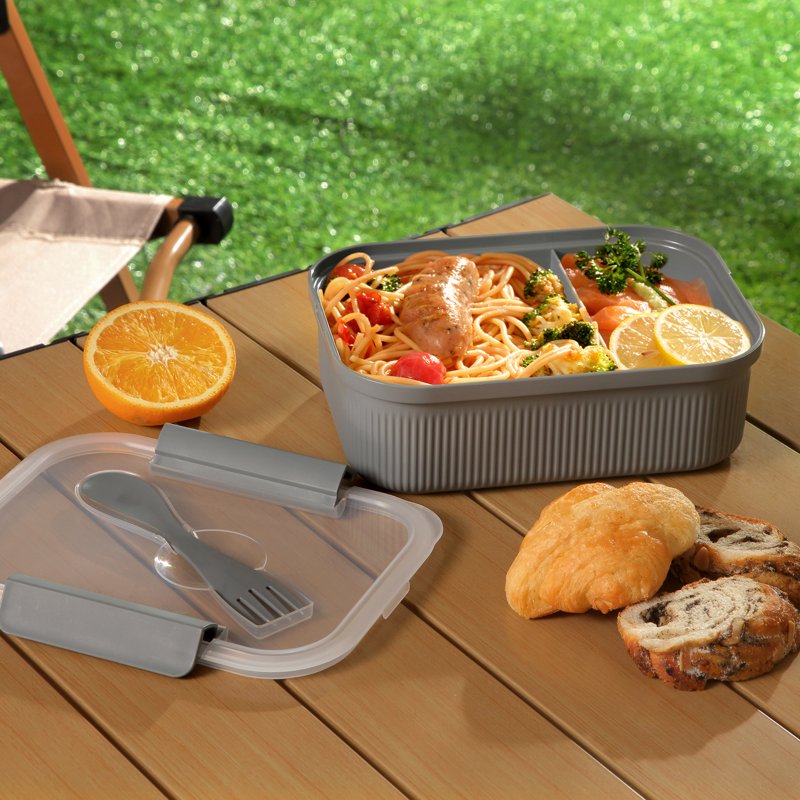 Bento Container Set - 4 Pack, 42oz Airtight Food Storage, Gray