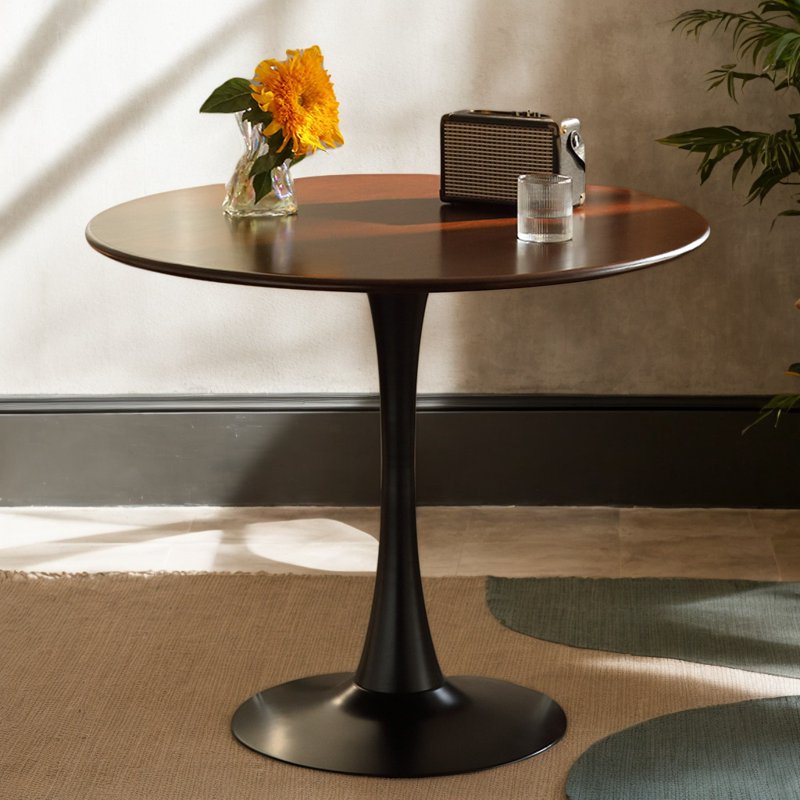 23.6" Round Dining Table - Compact Wood Table for 2, Walnut