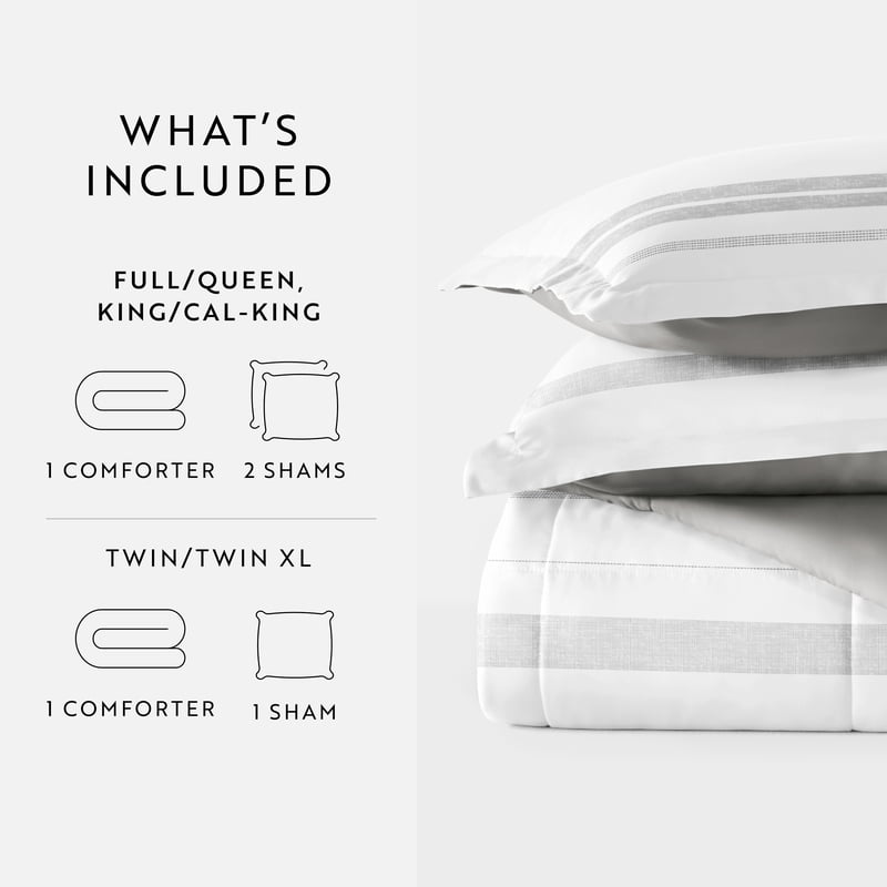 Twin/Twin-XL Reversible Comforter Set - Gray Down Alternative Bedding