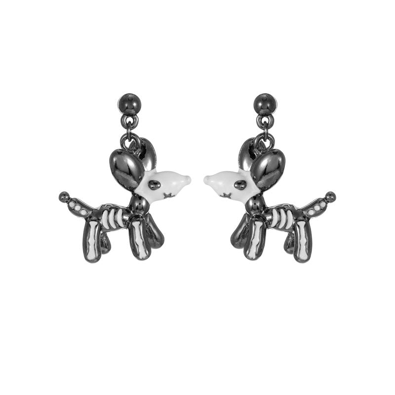 Skeleton Balloon Dog Halloween Earrings - Lightweight Dangle Jewelry with Post Back - Variation: Balloon Dog