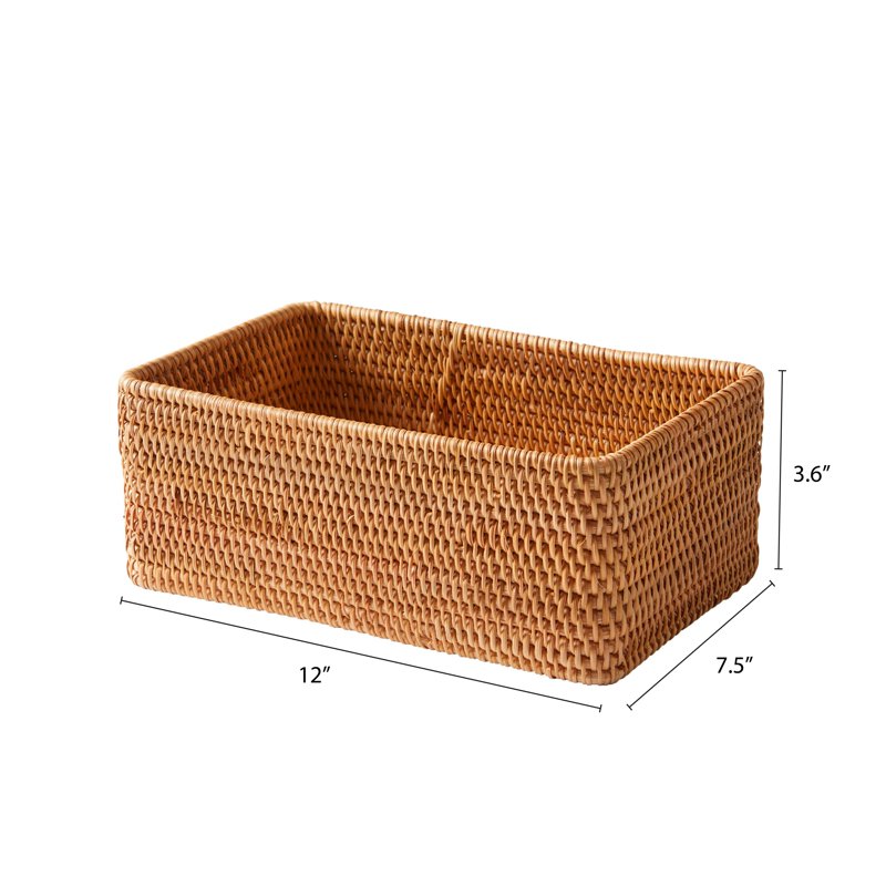 Better Homes & Gardens Honey Brown Rattan Bathroom Toiletry Organizer Basket - Single