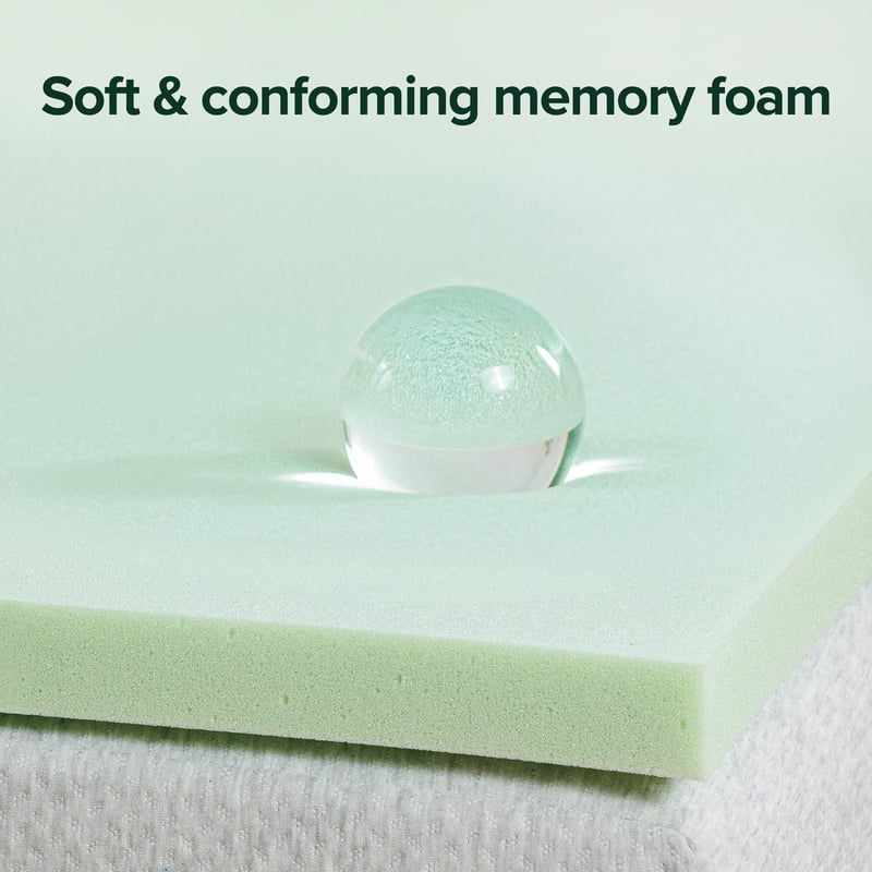 Memory Foam Mattress Topper Full Size with Green Tea & Charcoal Infused Comfort