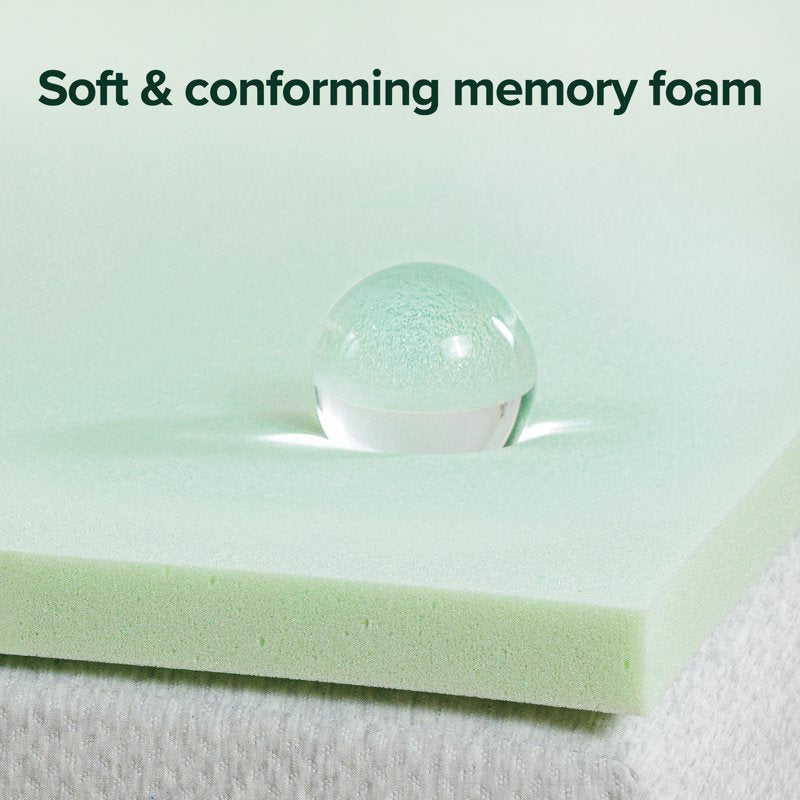 Queen Green Tea Memory Foam Mattress Topper - 1.5 Inch Support & Freshness