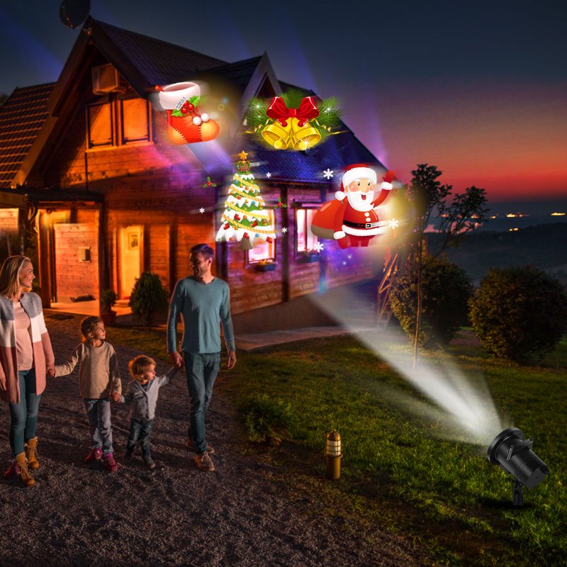 Waterproof Landscape Projection Light with 16 Patterns for Garden Christmas Halloween Holiday Decor