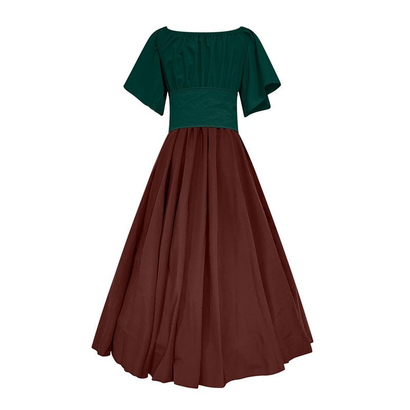 Green Plus Size Renaissance Dress Women Medieval Irish Style Costume with Ruffles & Corset