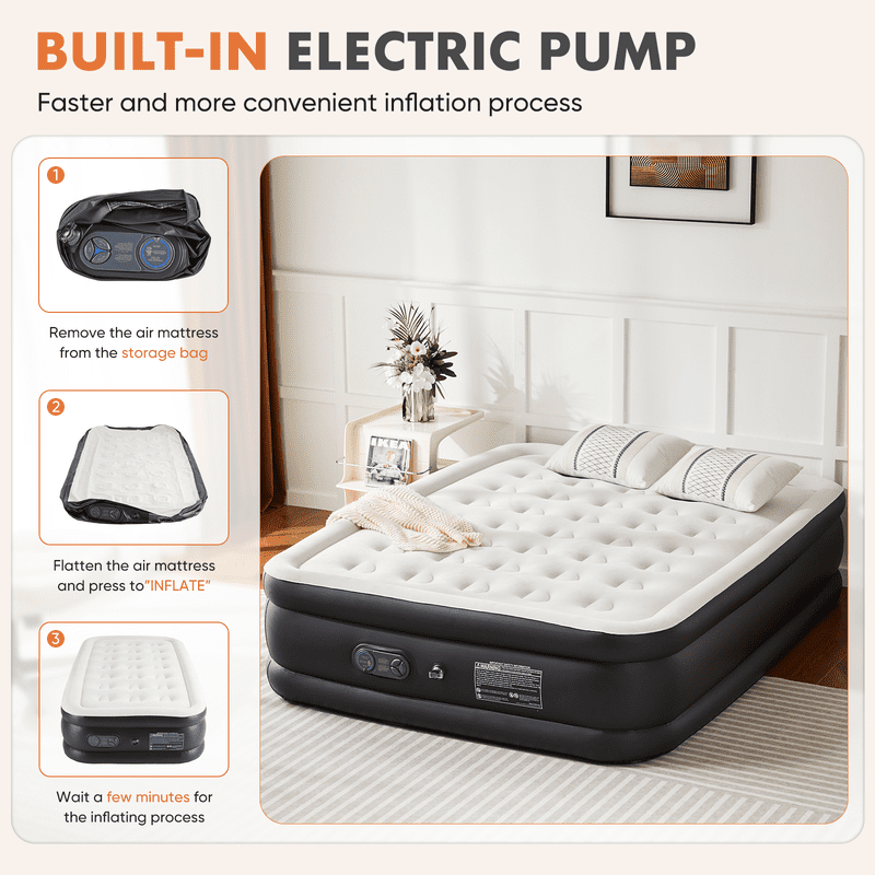 Twin Air Mattress with Built-In Pump - 18-Inch Double Height Inflatable Bed