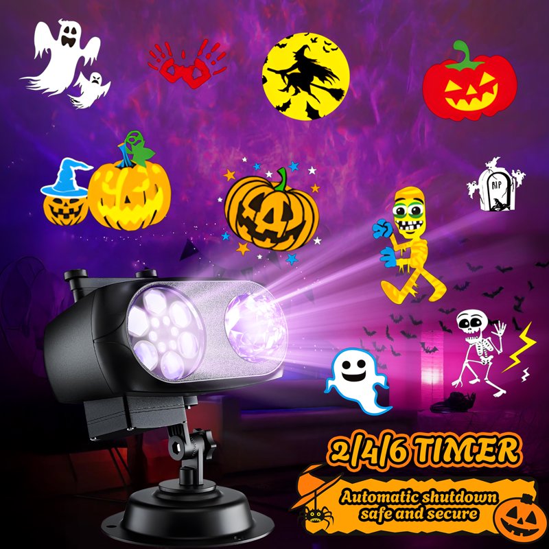 Morfone Halloween 8 Pattern Projector Lights Waterproof Outdoor Indoor Decoration