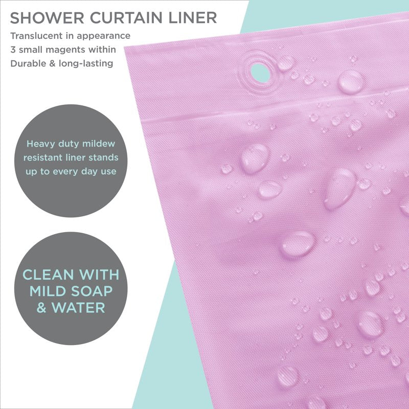 Premium PVC Shower Curtain Liner 70x72 Inches Mildew-Resistant Lilac Bathroom Accessory