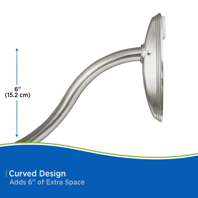 Adjustable Curved Shower Curtain Rod 57-72 Inch Rust-Resistant Steel No Tools
