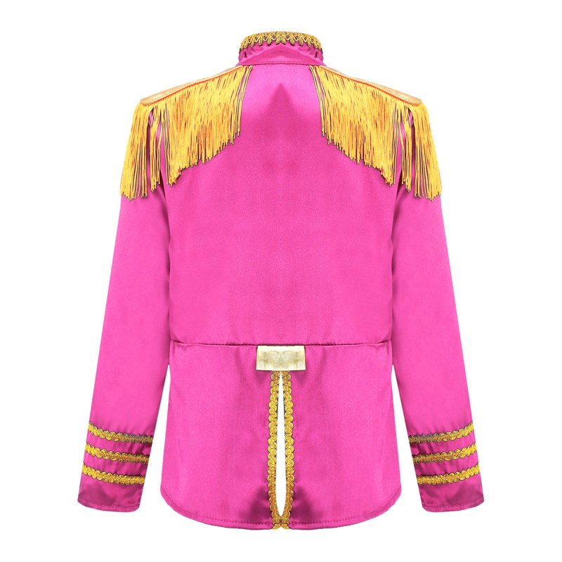 Kids Boys 1960s British Pop-Star Shirt Long Sleeve Zipper Jacket Pink Age 8 - Retro Rock Costume